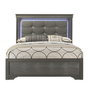 Arya - Gray Queen Bed with Upholstered Headboard and LED Light - B320-Q-Bed