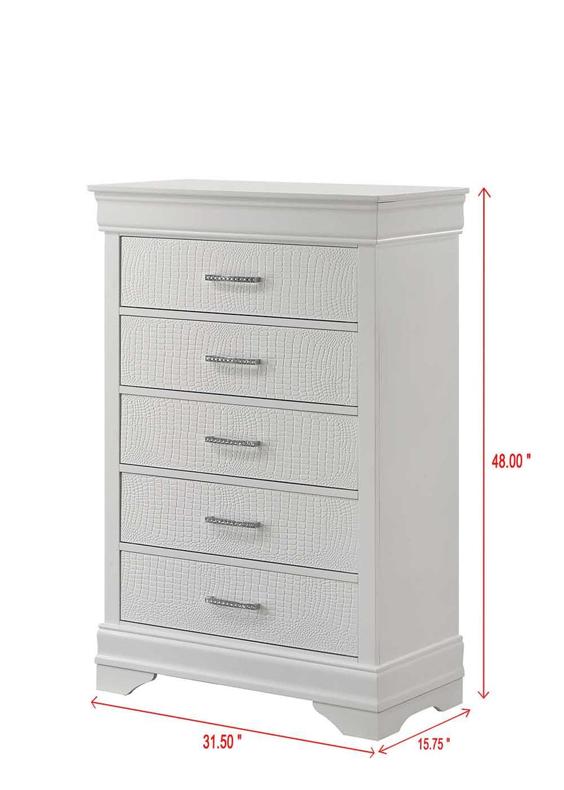 Arya - White 5 Drawers Chest - B321-C