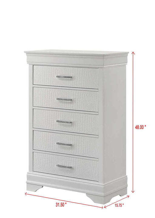 Arya - White 5 Drawers Chest - B321-C