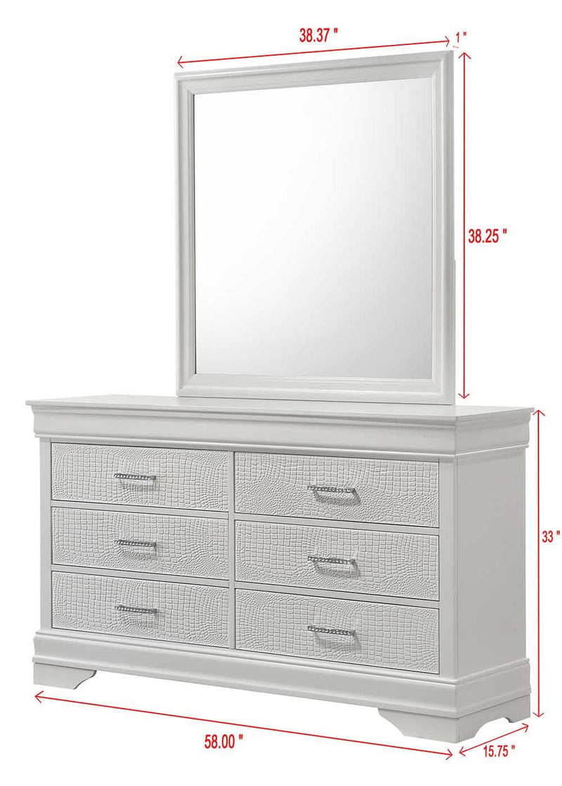 Arya - White 6 Drawers Dresser - B321-D