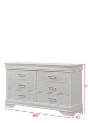 Arya - White 6 Drawers Dresser - B321-D