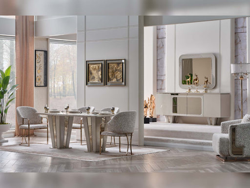 Asel Diningroom (Consol With Mirror & Dining Table & 6 Dining Chair) - 200-SAN-ASE-DT-6-SET