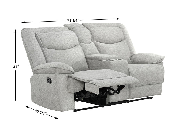 Ashbrook - Light Gray Manual Recliner Loveseat with Storage Console and Cup Holder - L624-L