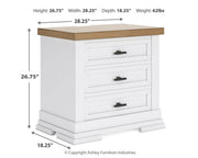 Ashbryn California King Panel Storage Bed and 2 Nightstands in White/Natural - PKG016981