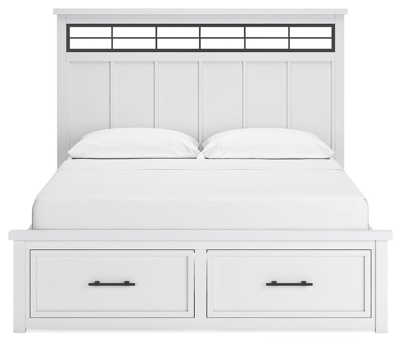 Ashbryn California King Panel Storage Bed and Dresser in White/Natural - PKG016979