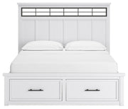 Ashbryn California King Panel Storage Bed, Dresser and 2 Nightstands in White/Natural - PKG016980