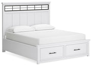 Ashbryn California King Panel Storage Bed, Dresser and 2 Nightstands in White/Natural - PKG016980
