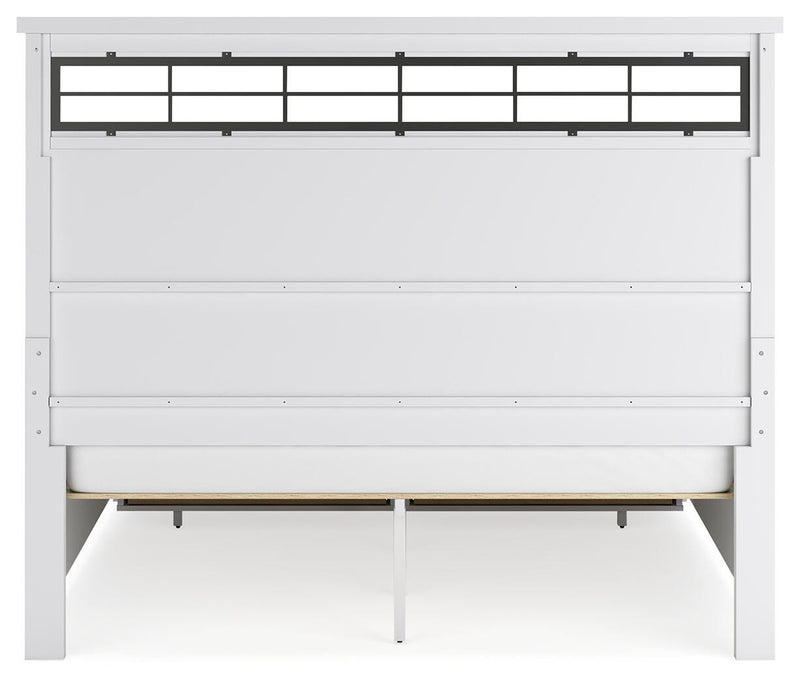 Ashbryn California King Panel Storage Bed, Dresser and 2 Nightstands in White/Natural - PKG016980