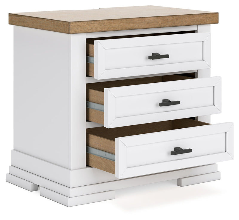 Ashbryn California King Panel Storage Bed with Mirrored Dresser and Nightstand in White/Natural from Ashley - Lara Furniture
