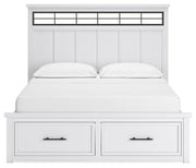 Ashbryn California King Panel Storage Bed with Mirrored Dresser and Nightstand in White/Natural from Ashley - Lara Furniture