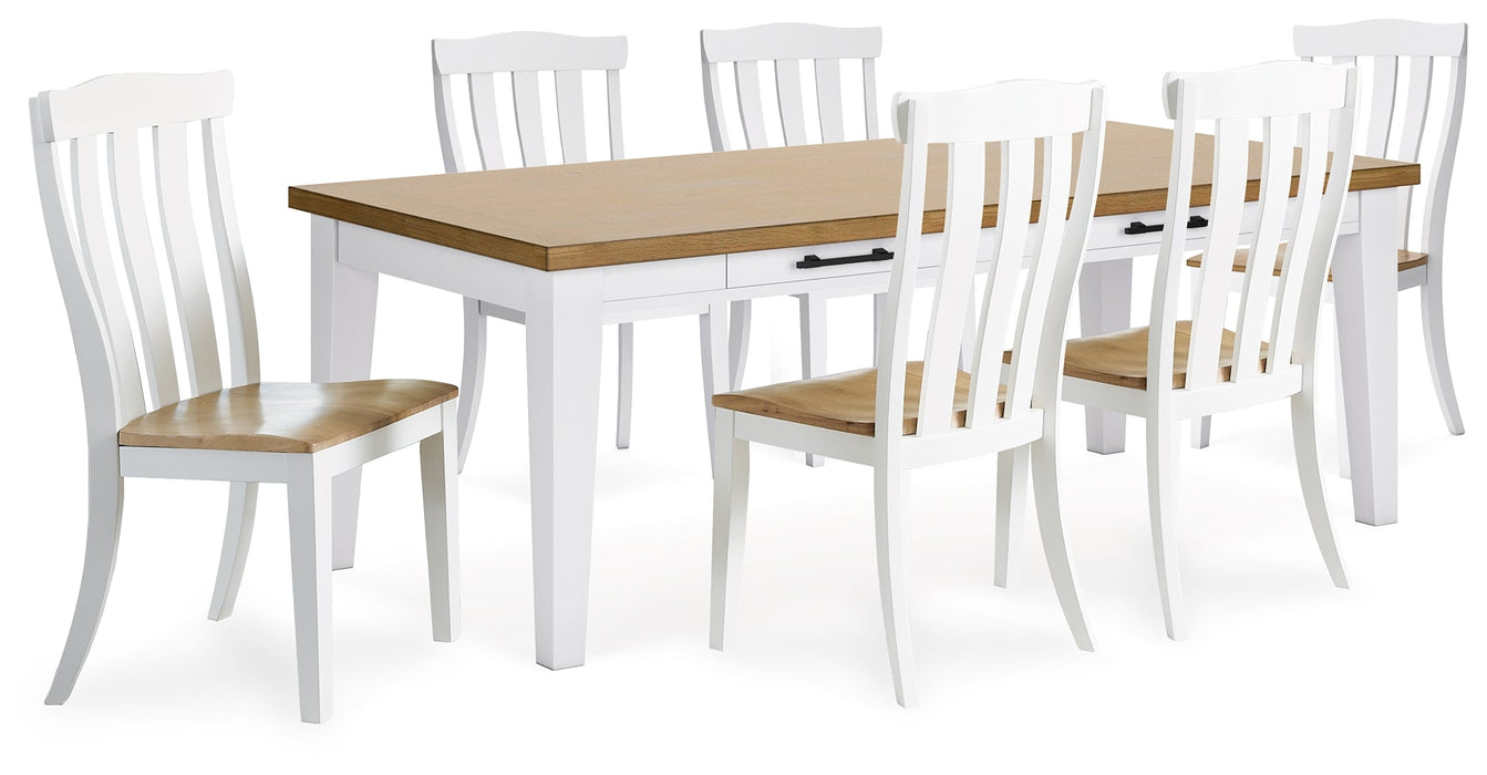 Ashbryn Dining Table and 6 Chairs in White/Natural - Gate FurnitureDining Room Set
