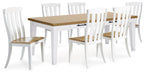 Ashbryn Dining Table and 6 Chairs in White/Natural - Gate FurnitureDining Room Set