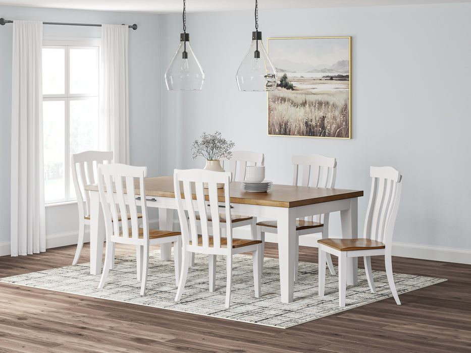 Ashbryn Dining Table and 6 Chairs in White/Natural - Gate FurnitureDining Room Set