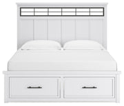 Ashbryn King Panel Storage Bed and 2 Nightstands in White/Natural - PKG016972