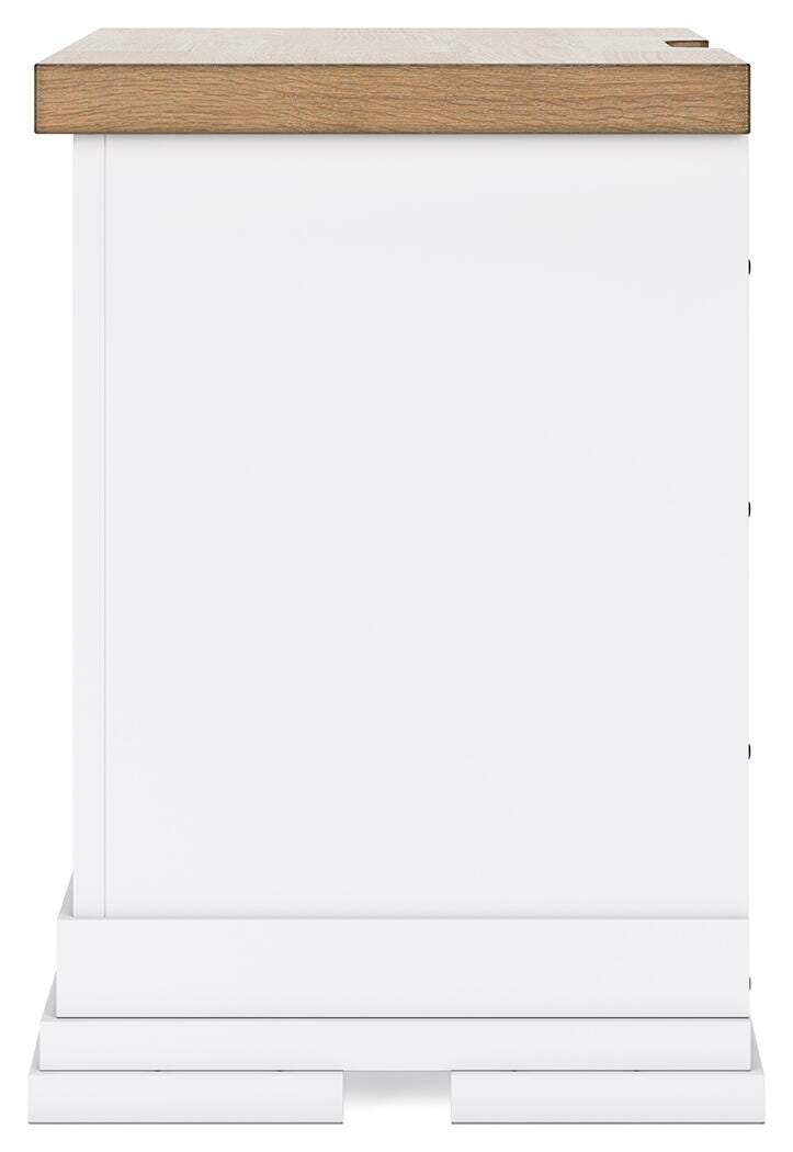 Ashbryn King Panel Storage Bed and 2 Nightstands in White/Natural - PKG016972