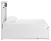 Ashbryn King Panel Storage Bed and 2 Nightstands in White/Natural - PKG016972