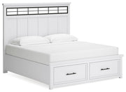 Ashbryn King Panel Storage Bed and Dresser in White/Natural - PKG016970