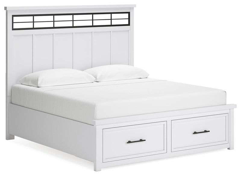 Ashbryn King Panel Storage Bed and Dresser in White/Natural - PKG016970