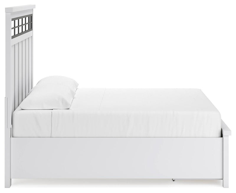 Ashbryn King Panel Storage Bed and Dresser in White/Natural - PKG016970