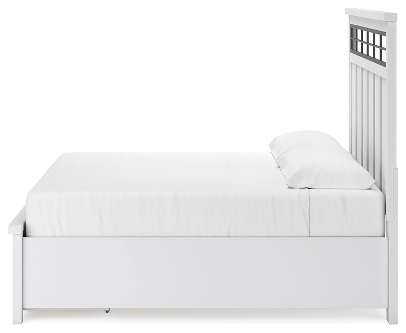 Ashbryn King Panel Storage Bed and Dresser in White/Natural - PKG016970