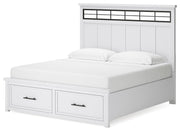 Ashbryn King Panel Storage Bed and Dresser in White/Natural - PKG016970