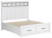 Ashbryn King Panel Storage Bed and Dresser in White/Natural - PKG016970