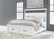 Ashbryn King Panel Storage Bed and Dresser in White/Natural - PKG016970