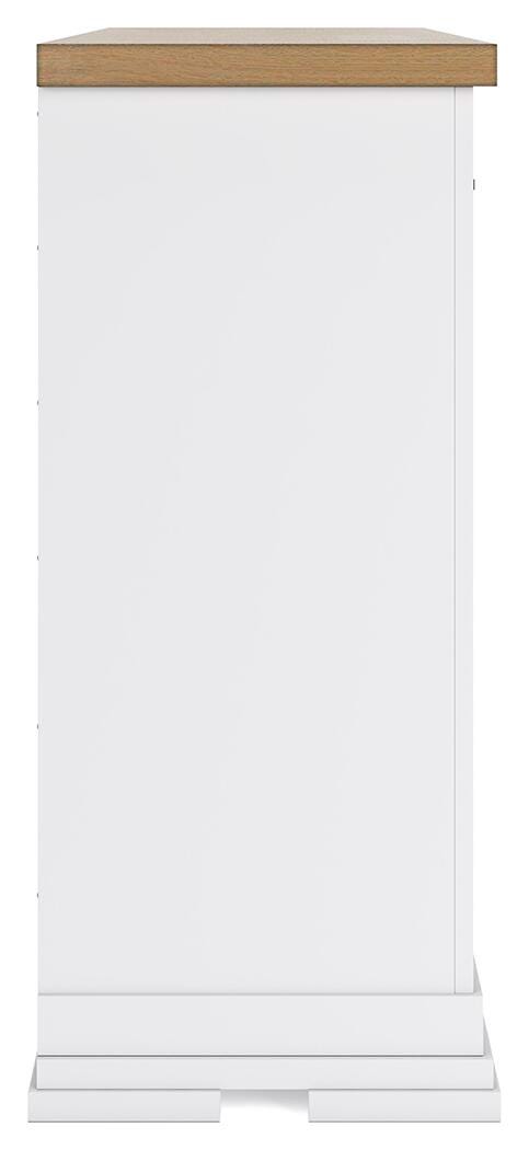 Ashbryn King Panel Storage Bed and Dresser in White/Natural - PKG016970