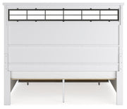 Ashbryn King Panel Storage Bed with Mirrored Dresser and Nightstand in White/Natural from Ashley - Lara Furniture
