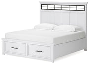 Ashbryn King Panel Storage Bed with Mirrored Dresser and Nightstand in White/Natural from Ashley - Lara Furniture
