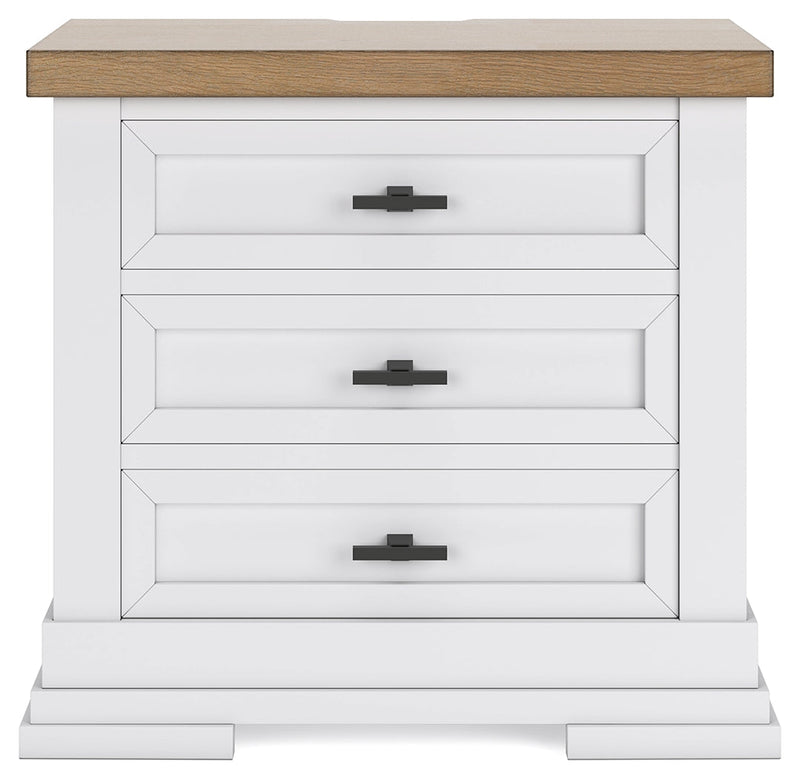 Ashbryn King Panel Storage Bed with Mirrored Dresser and Nightstand in White/Natural from Ashley - Lara Furniture