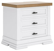Ashbryn King Panel Storage Bed with Mirrored Dresser and Nightstand in White/Natural from Ashley - Lara Furniture