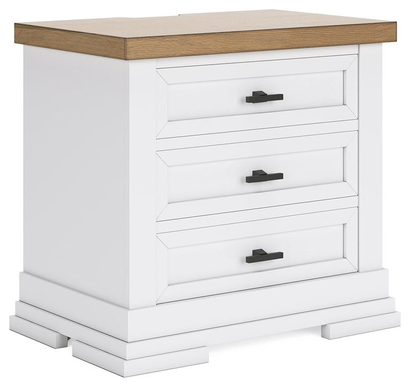 Ashbryn King Panel Storage Bed with Mirrored Dresser and Nightstand in White/Natural from Ashley - Lara Furniture