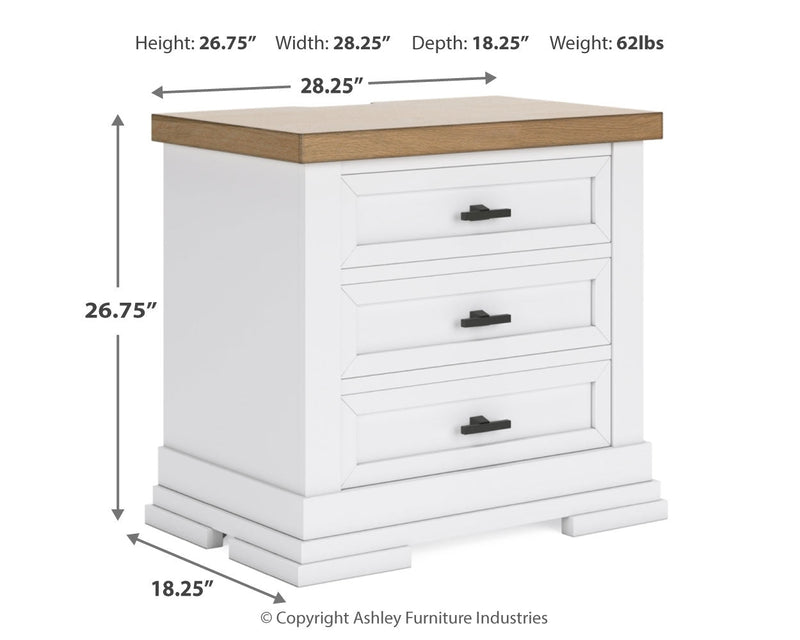 Ashbryn King Panel Storage Bed with Mirrored Dresser and Nightstand in White/Natural from Ashley - Lara Furniture