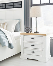 Ashbryn King Panel Storage Bed with Mirrored Dresser and Nightstand in White/Natural from Ashley - Lara Furniture