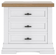 Ashbryn King Panel Storage Bed with Mirrored Dresser, Chest and Nightstand in White/Natural from Ashley - Lara Furniture