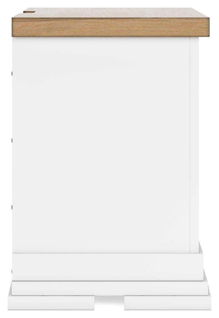 Ashbryn Queen Panel Storage Bed and 2 Nightstands in White/Natural - PKG016963