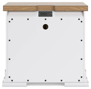 Ashbryn Queen Panel Storage Bed and 2 Nightstands in White/Natural - PKG016963