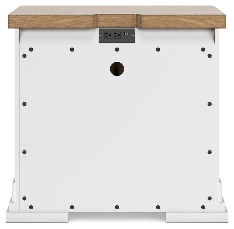Ashbryn Queen Panel Storage Bed and 2 Nightstands in White/Natural - PKG016963