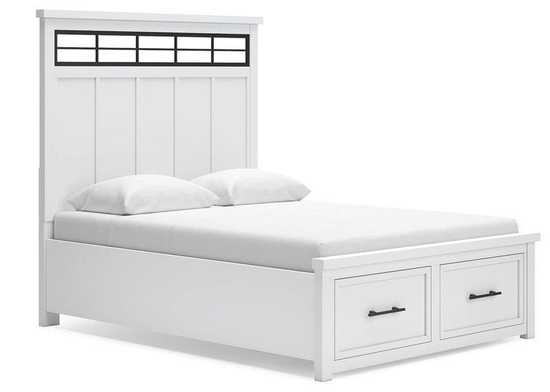 Ashbryn Queen Panel Storage Bed and Dresser in White/Natural - PKG016961