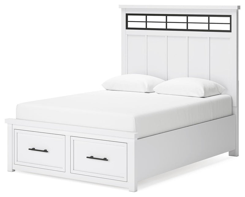 Ashbryn Queen Panel Storage Bed and Dresser in White/Natural - PKG016961