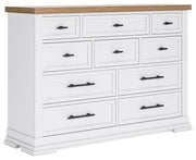 Ashbryn Queen Panel Storage Bed and Dresser in White/Natural - PKG016961