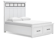 Ashbryn Queen Panel Storage Bed, Dresser and 2 Nightstands in White/Natural - PKG016962