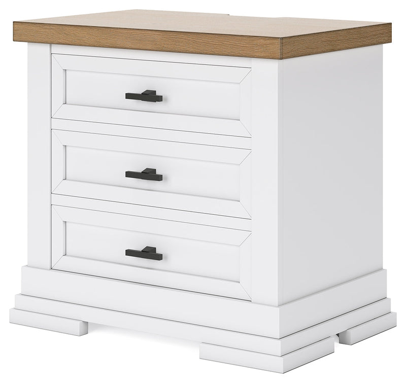 Ashbryn Queen Panel Storage Bed with Mirrored Dresser and 2 Nightstands in White/Natural from Ashley - Lara Furniture