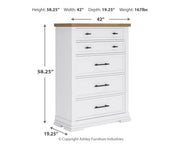 Ashbryn Queen Panel Storage Bed with Mirrored Dresser, Chest and Nightstand in White/Natural from Ashley - Lara Furniture