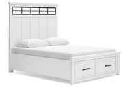 Ashbryn Queen Panel Storage Bed with Mirrored Dresser, Chest and Nightstand in White/Natural from Ashley - Lara Furniture