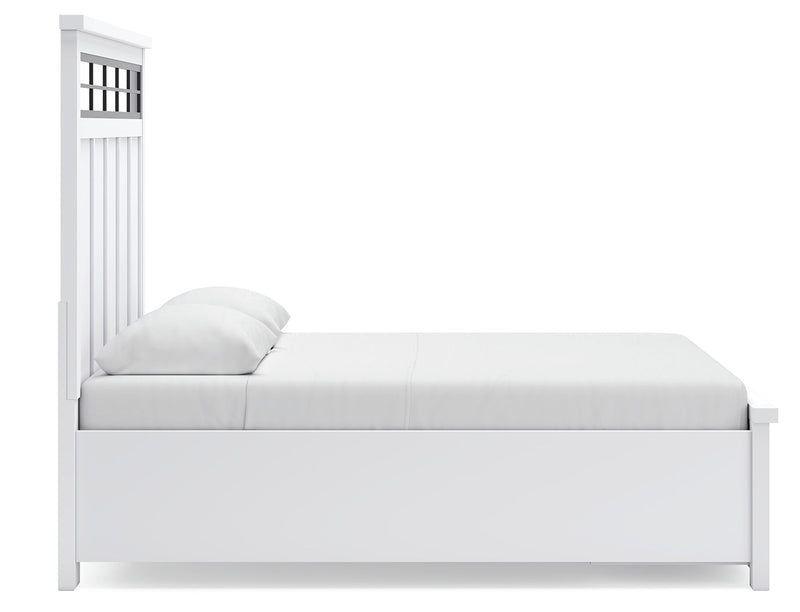 Ashbryn Queen Panel Storage Bed with Mirrored Dresser, Chest and Nightstand in White/Natural from Ashley - Lara Furniture