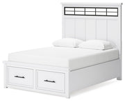 Ashbryn Queen Panel Storage Bed with Mirrored Dresser, Chest and Nightstand in White/Natural from Ashley - Lara Furniture