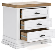 Ashbryn Queen Panel Storage Bed with Mirrored Dresser, Chest and Nightstand in White/Natural from Ashley - Lara Furniture