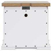 Ashbryn Queen Panel Storage Bed with Mirrored Dresser, Chest and Nightstand in White/Natural from Ashley - Lara Furniture